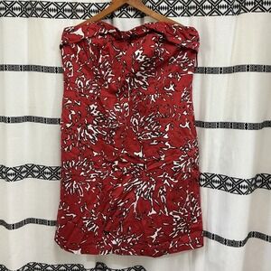 The Limited‎ Red Floral Strapless Dress Size 14 Cotton Blend Retro Y2K Cocktail